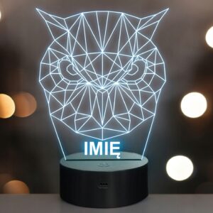 Lampka Nocna LED 3D Z Imieniem Grawer Sowa Personalizowana na Prezent