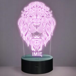 Lampka Nocna LED Lew Znak Zodiaku na Prezent z Imieniem