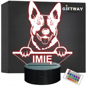 Lampka Nocna LED Pies Australian Cattle Dog z Imieniem Grawer na Prezent