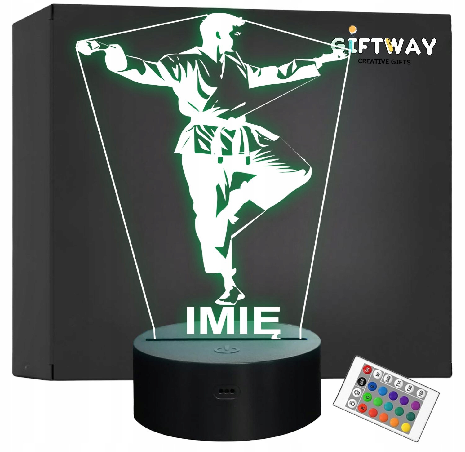 Lampka Nocna LED Z Imieniem Grawer Karate Sport na Prezent v.2 Lampka Nocna LED Z Imieniem Grawer Karate Sport na Prezent v.2