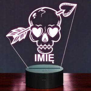 Lampka Nocna LED Imię Czaszka Strzała Amora Pastel Goth na Prezent Grawer