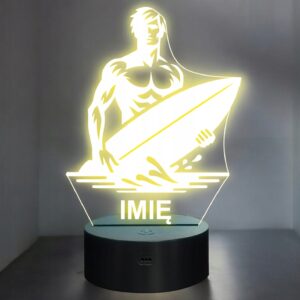 Lampka Nocna LED Statuetka Surfing Sporty Wodne Surfer Prezent Grawer v.3