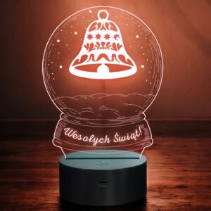Lampka Nocna LED Święta Boże Narodzenie Kula Dzwon na Prezent Grawer