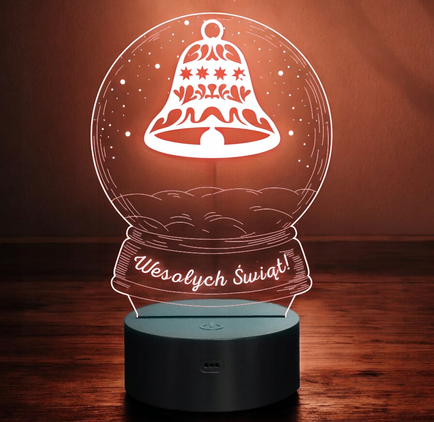 Lampka Nocna LED Święta Boże Narodzenie Kula Dzwon na Prezent Grawer Lampka Nocna LED Święta Boże Narodzenie Kula Dzwon na Prezent Grawer