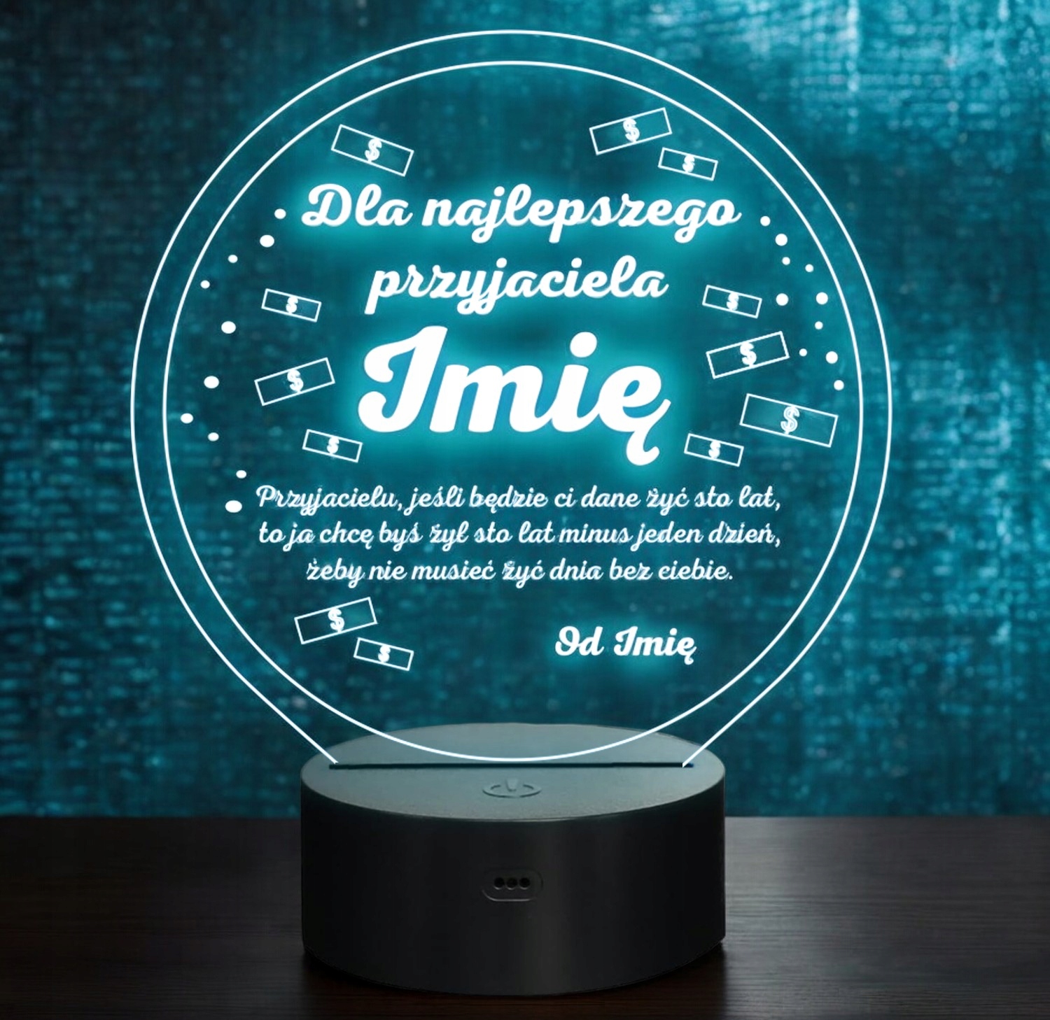 Lampka Nocna LED Statuetka Dla Najlepszego Przyjaciela na Prezent Grawer Lampka Nocna LED Statuetka Dla Najlepszego Przyjaciela na Prezent Grawer