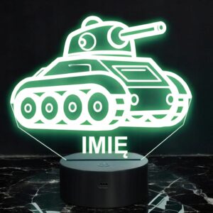Lampka Nocna LED Imię Statuetka Czołg Wojskowy na Prezent Grawer v.3