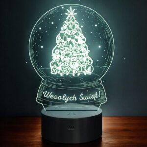 Lampka Nocna LED Święta Boże Narodzenie Kula Choinka na Prezent Grawer