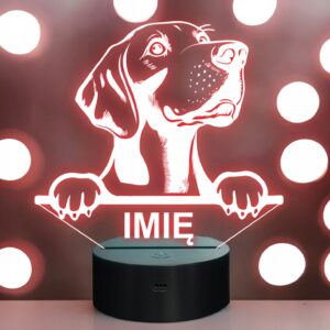 Lampka Nocna LED Weimaraner Rasa Psa z Imieniem na Prezent
