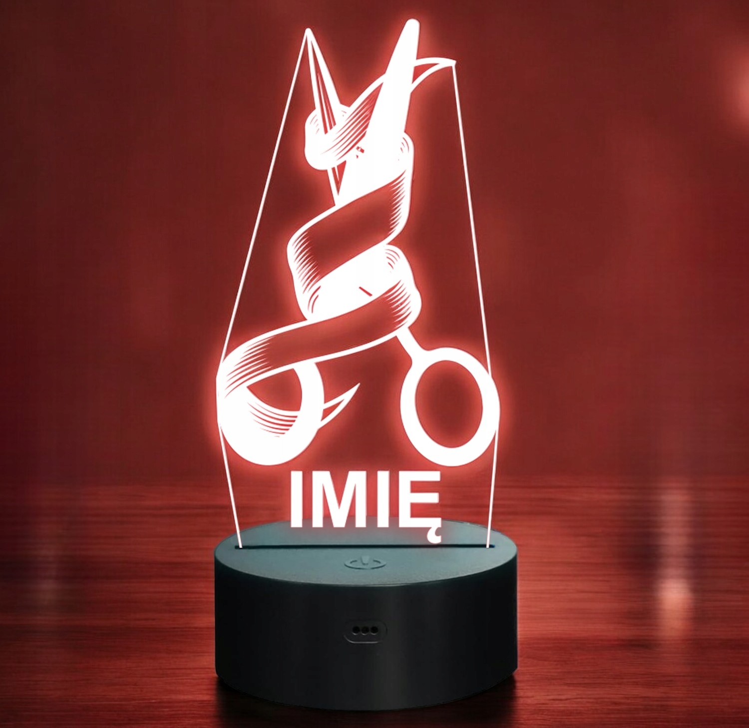 Lampka Nocna LED Imię Statuetka Barber Nożyczki Fryzjerskie Prezent Grawer Lampka Nocna LED Imię Statuetka Barber Nożyczki Fryzjerskie Prezent Grawer