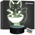 Lampka Nocna LED Imię Słodki Lis Jedzący Ramen Anime na Prezent Grawer v.1