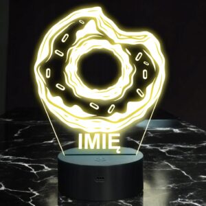 Lampka Nocna LED Imię Statuetka Fast Food Donut Pączek na Prezent Grawer