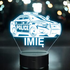 Lampka Nocna LED Imię Wóz Policyjny Radiowóz na Prezent Grawer v.3