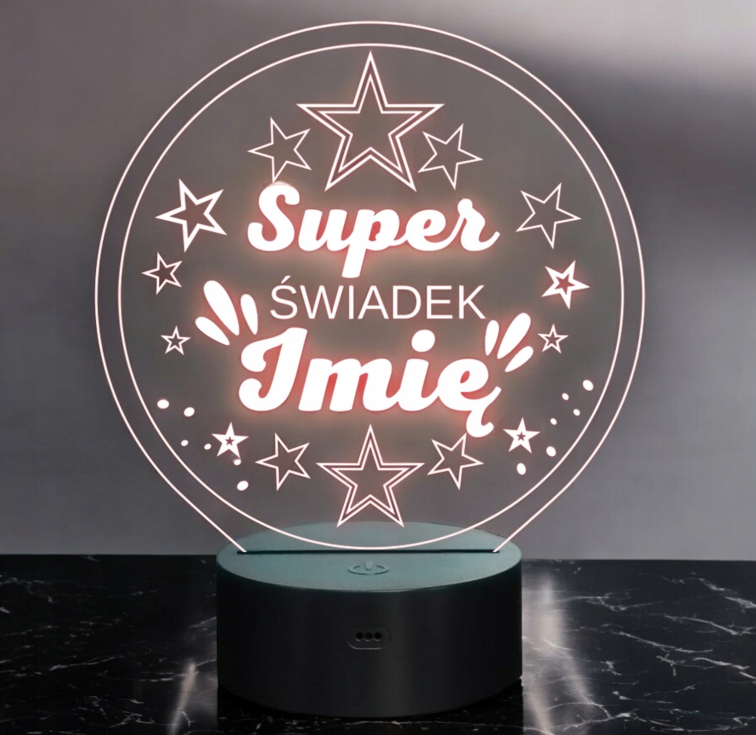 Lampka Nocna LED Statuetka Super Świadek Ślub Wesele na Prezent Grawer Lampka Nocna LED Statuetka Super Świadek Ślub Wesele na Prezent Grawer