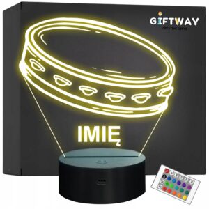 Lampka Nocna LED Imię Statuetka Tamburyn Bębenek Instrument Prezent Grawer