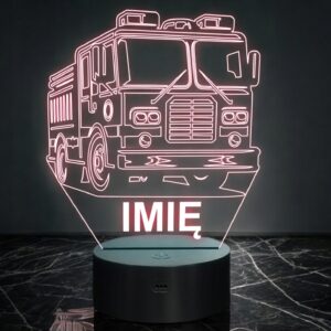 Lampka Nocna LED Imię Statuetka Wóz Straż Pożarna na Prezent Grawer v.1