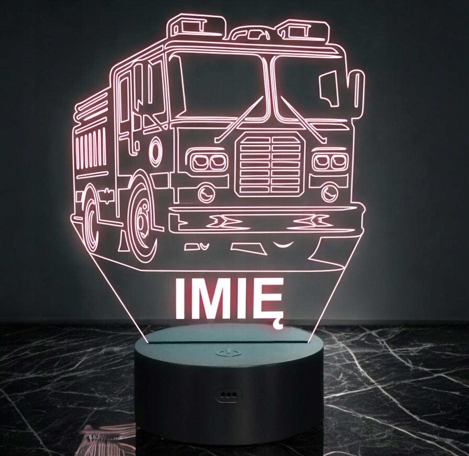 Lampka Nocna LED Imię Statuetka Wóz Straż Pożarna na Prezent Grawer v.1 Lampka Nocna LED Imię Statuetka Wóz Straż Pożarna na Prezent Grawer v.1