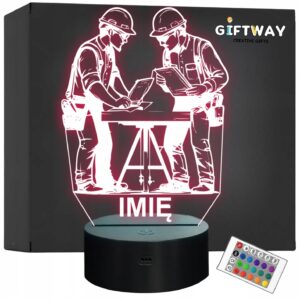 Lampka Nocna LED Imię Statuetka Zawód Architekt na Prezent Grawer