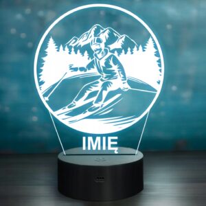 Lampka Nocna LED Statuetka Sporty Zimowe Narty Narciarstwo Prezent Grawer 2