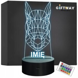 Lampka Nocna LED 3D Z Imieniem Grawer Wiewiórka na Prezent Personalizowana