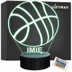 Lampka Nocna LED Z Imieniem Grawer Piłka do Koszykówki Sport na Prezent