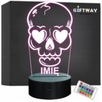Lampka Nocna LED Imię Statuetka Czaszka Serca Pastel Goth na Prezent Grawer