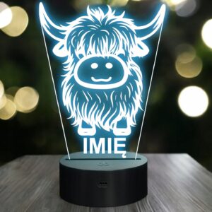 Lampka Nocna LED Z Imieniem Słodki Byk dla Dzieci na Prezent v.2