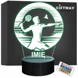 Lampka Nocna LED Statuetka Badminton Sport Aktywność na Prezent Grawer v.1