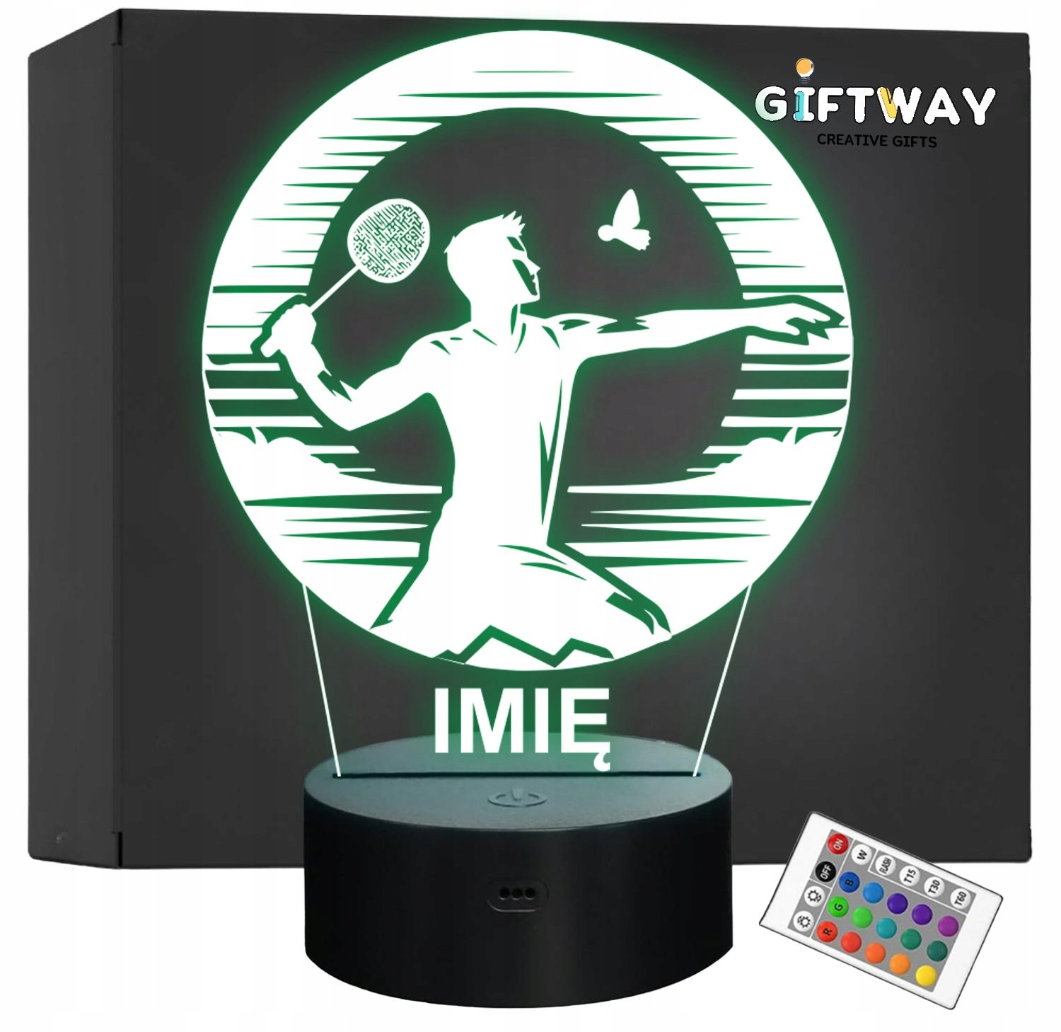 Lampka Nocna LED Statuetka Badminton Sport Aktywność na Prezent Grawer v.1 Lampka Nocna LED Statuetka Badminton Sport Aktywność na Prezent Grawer v.1