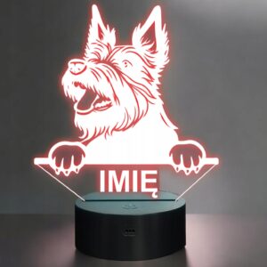 Lampka Nocna LED Terrier Szkocki Rasa Psa z Imieniem na Prezent