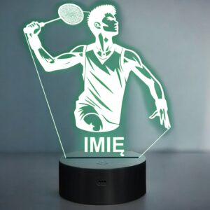 Lampka Nocna LED Statuetka Badminton Sport Aktywność na Prezent Grawer v.4