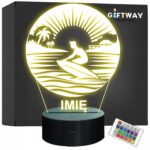 Lampka Nocna LED Statuetka Surfing Deska Sporty Wodne na Prezent Grawer