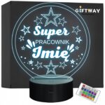 Lampka Nocna LED Statuetka Super Pracownik Praca na Prezent Grawer