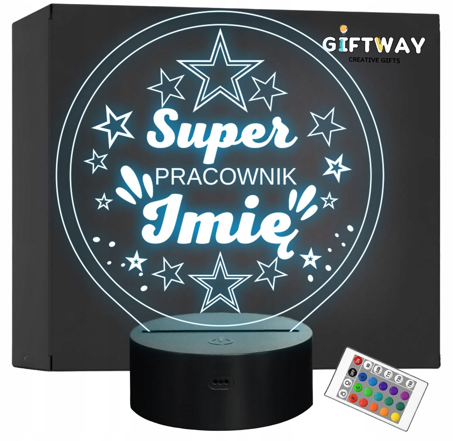 Lampka Nocna LED Statuetka Super Pracownik Praca na Prezent Grawer Lampka Nocna LED Statuetka Super Pracownik Praca na Prezent Grawer
