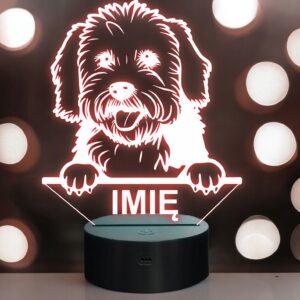 Lampka Nocna LED Coton de Tulear Rasa Psa z Imieniem na Prezent