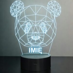 Lampka Nocna LED 3D Z Imieniem Grawer Panda Miś na Prezent Personalizowana