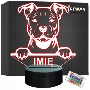 Lampka Nocna LED Pitbull Rasa Psa z Imieniem na Prezent v.1