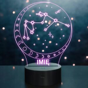 Lampka Nocna LED Wodnik Znak Zodiaku Horoskop z Imieniem Prezent Grawer