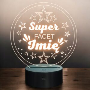 Lampka Nocna LED Statuetka Super Facet Dzień Mężczyzny na Prezent Grawer