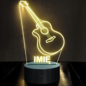 Lampka Nocna LED Imię Gitara Klasyczna Akustyczna Prezent Grawer v.1