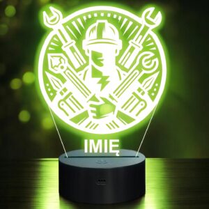 Lampka Nocna LED Statuetka Elektryk Narzędzia Zawód na Prezent Grawer v.2