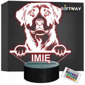 Lampka Nocna LED Rottweiler Rasa Psa z Imieniem na Prezent v.1