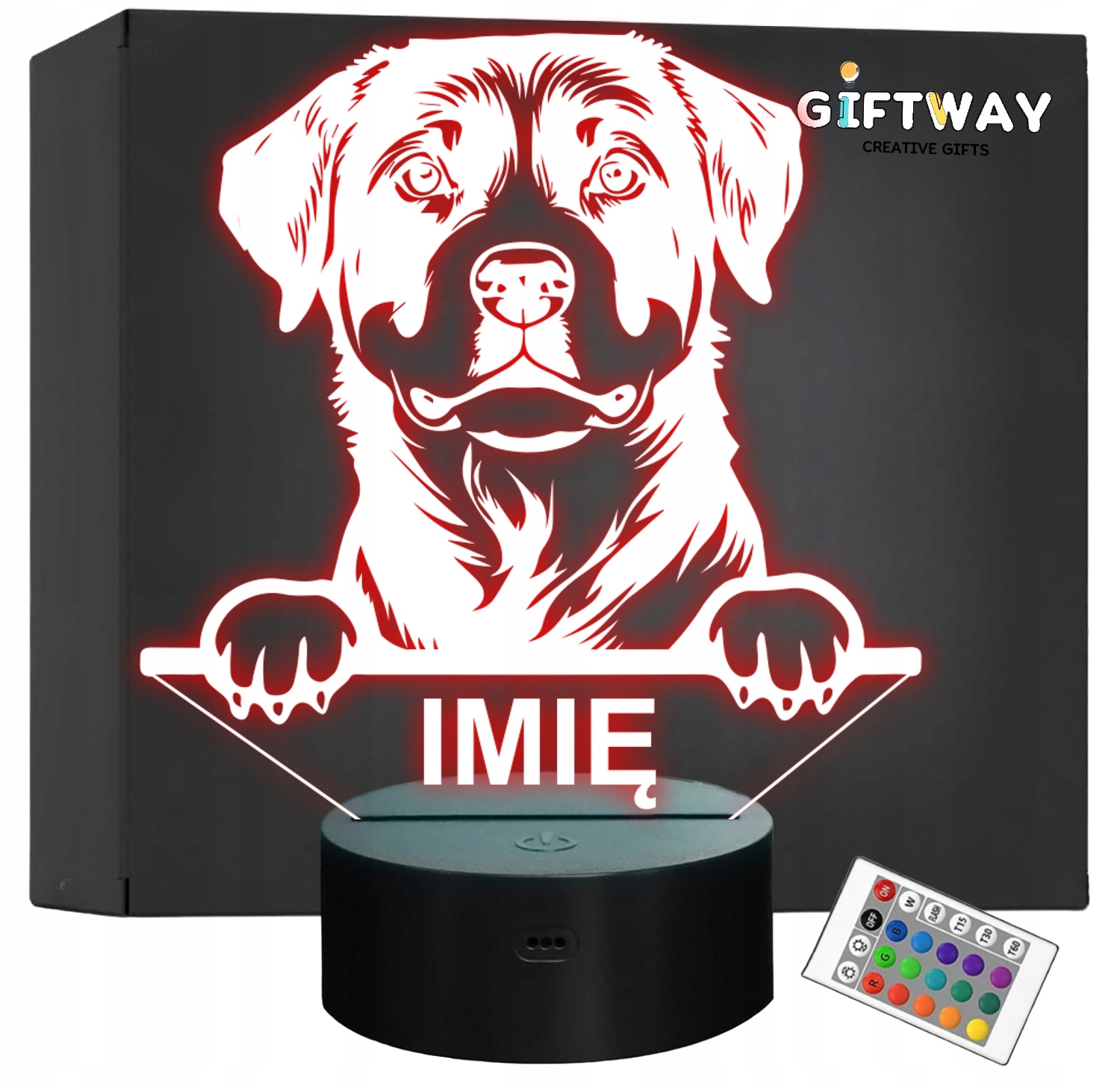 Lampka Nocna LED Rottweiler Rasa Psa z Imieniem na Prezent v.1 Lampka Nocna LED Rottweiler Rasa Psa z Imieniem na Prezent v.1