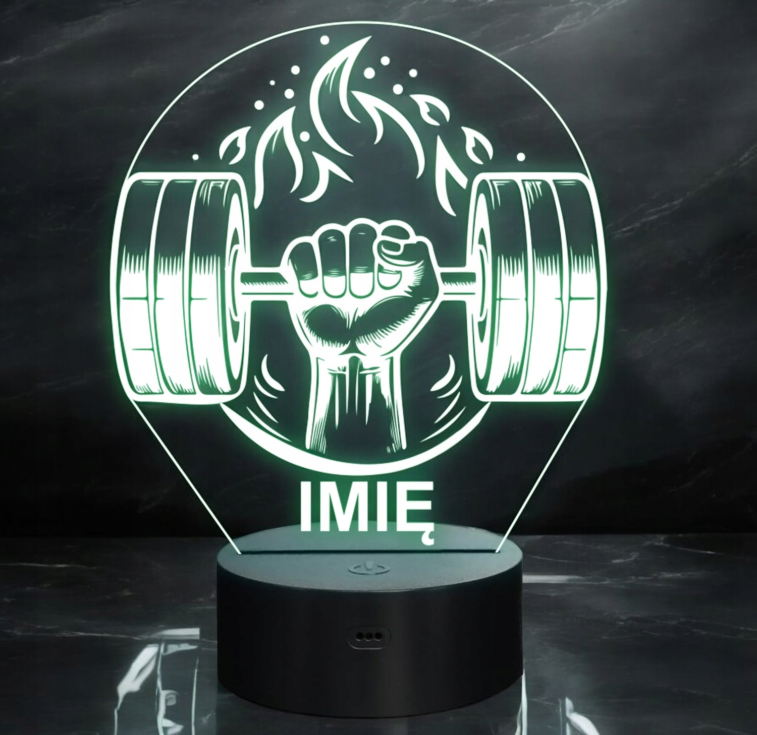 Lampka Nocna LED Imię Ręka Siłownia Sport Hantle na Prezent Grawer v.2 Lampka Nocna LED Imię Ręka Siłownia Sport Hantle na Prezent Grawer v.2