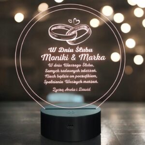 Lampka Nocna LED Pamiątka dla Pary Młodej Ślub Wesele Prezent Grawer v.1