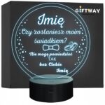Lampka Nocna LED Statuetka Pytanie o Świadkowanie Świadek na Prezent Grawer