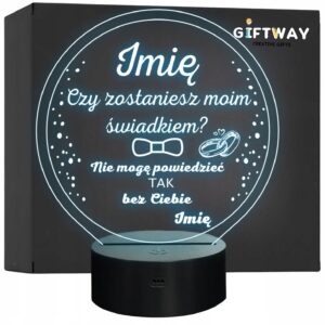 Lampka Nocna LED Statuetka Pytanie o Świadkowanie Świadek na Prezent Grawer