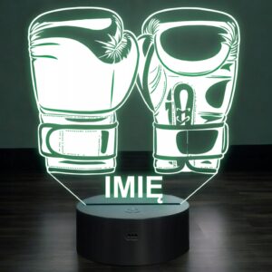 Lampka Nocna LED Z Imieniem Grawer Rękawice Bokserskie Boks Sport Prezent