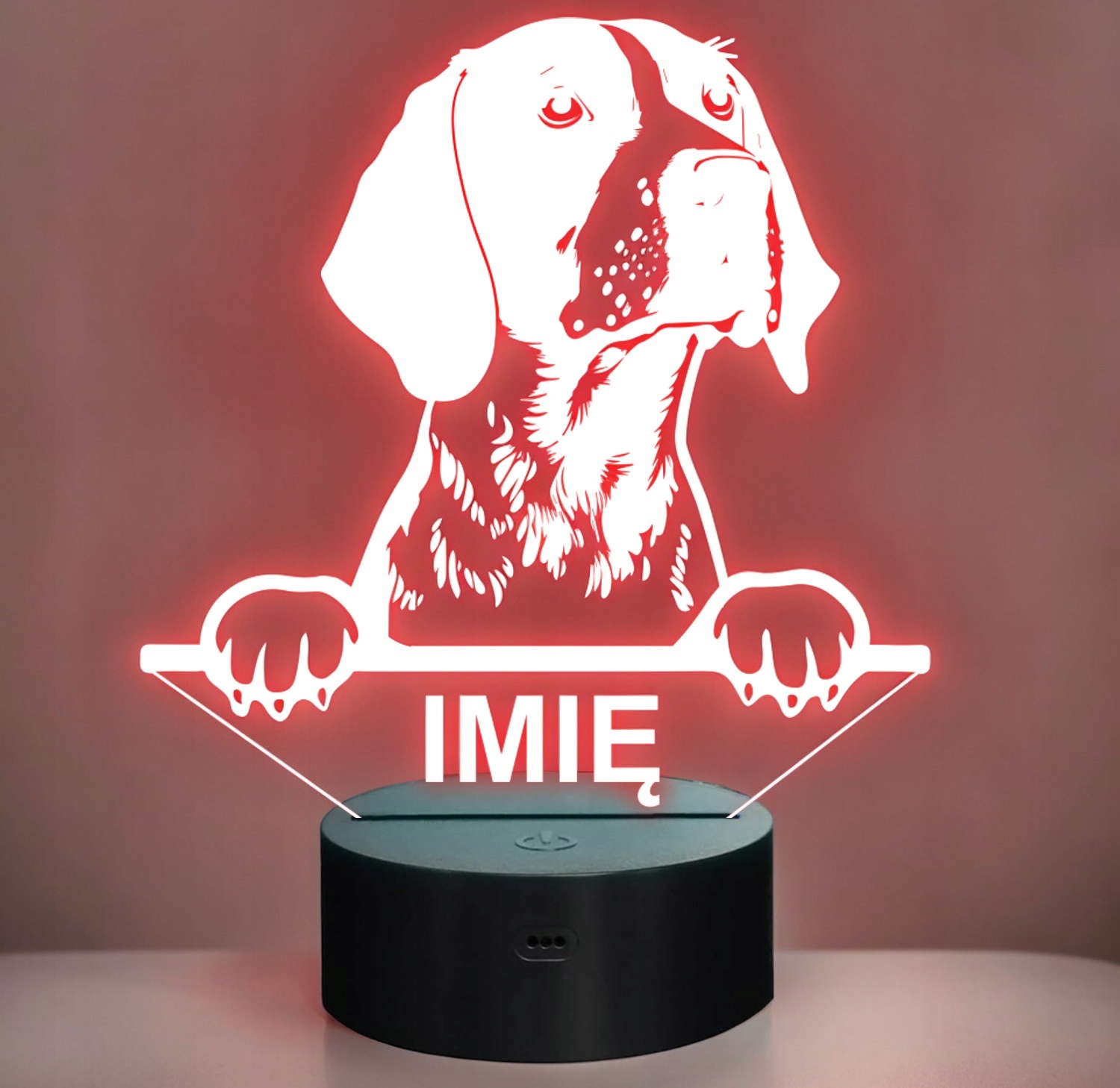 Lampka Nocna LED Wyżeł niemiecki Rasa Psa z Imieniem na Prezent v.2 Lampka Nocna LED Wyżeł niemiecki Rasa Psa z Imieniem na Prezent v.2