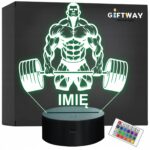 Lampka Nocna LED Imię Sylwetka Kulturysta Siłownia Sztanga Prezent Grawer 2
