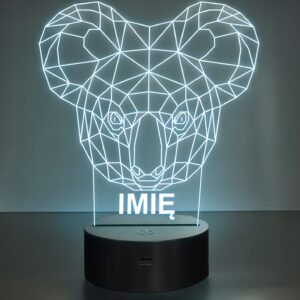 Lampka Nocna LED 3D Z Imieniem Grawer Miś Koala na Prezent Personalizowana